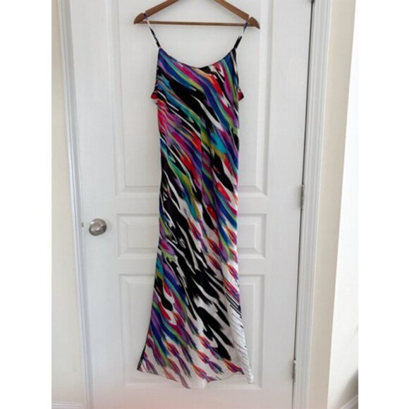 Natori Dress Large Multi Color Stripe Maxi Slip - Picture 1 of 7